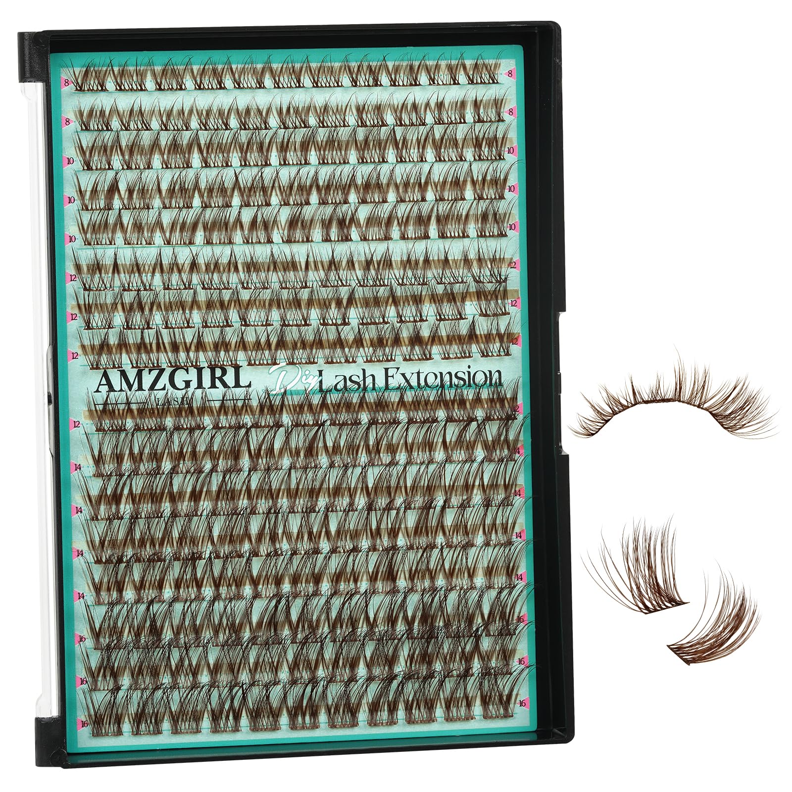 AMZGIRL LASH brown clusters pack blends with light hair for natural everyday look.