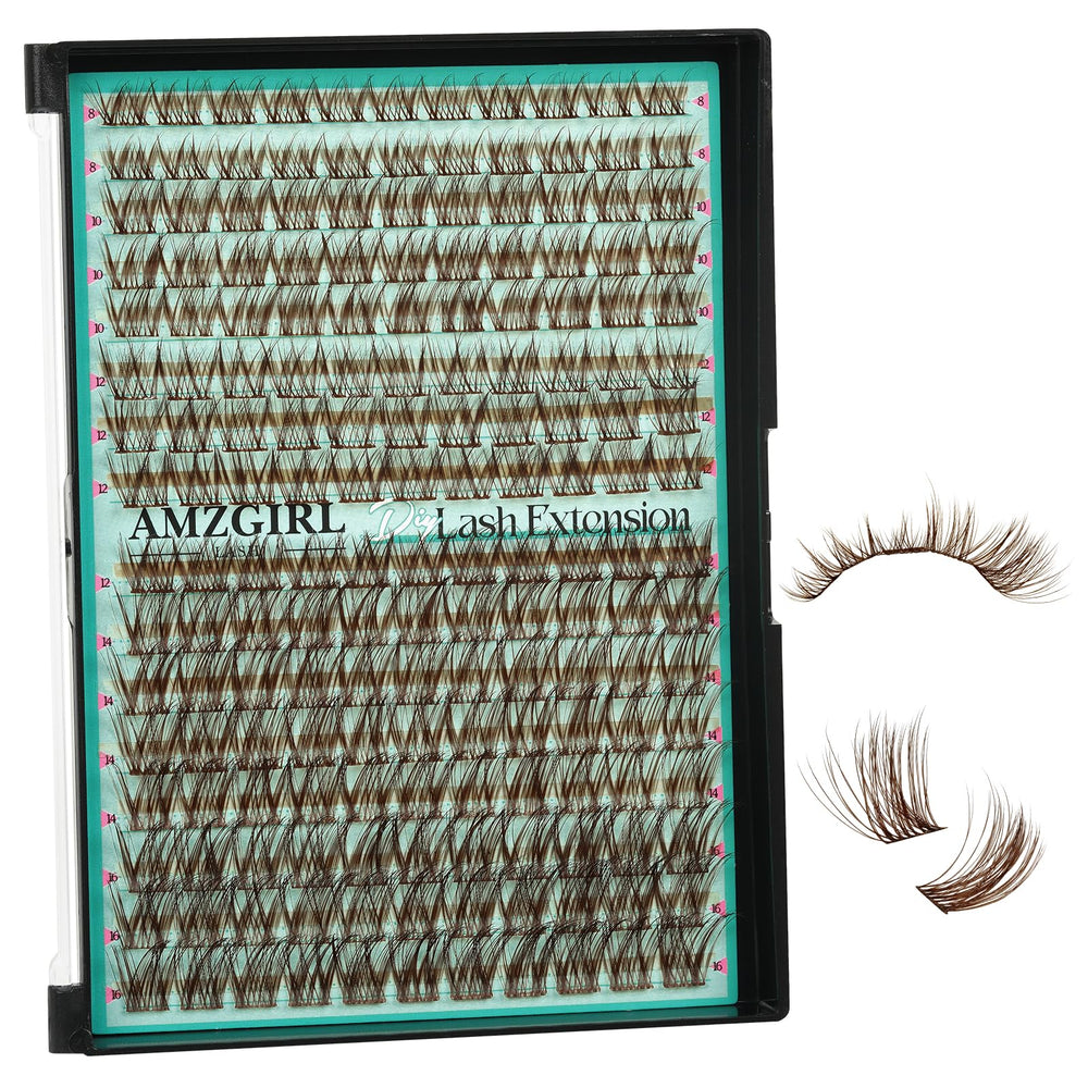AMZGIRL LASH brown clusters pack blends with light hair for natural everyday look.