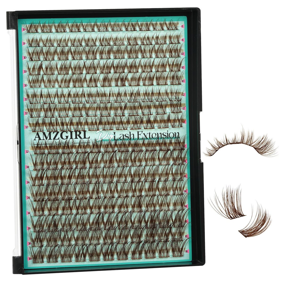AMZGIRL LASH brown clusters pack blends with light hair for natural everyday look.