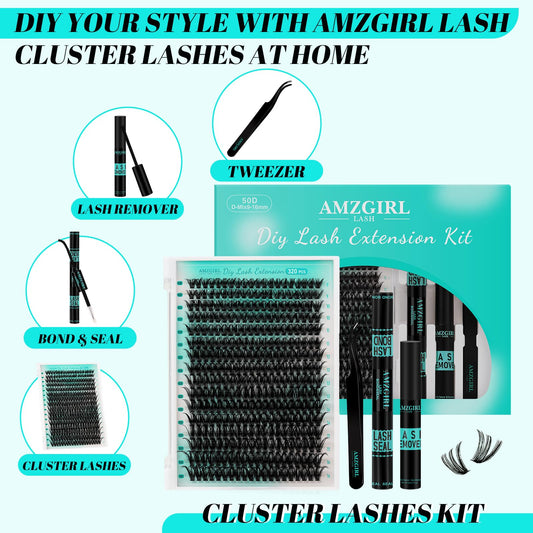 AMZGIRL LASH close-up of 50D D curl clusters highlighting dense wispy texture