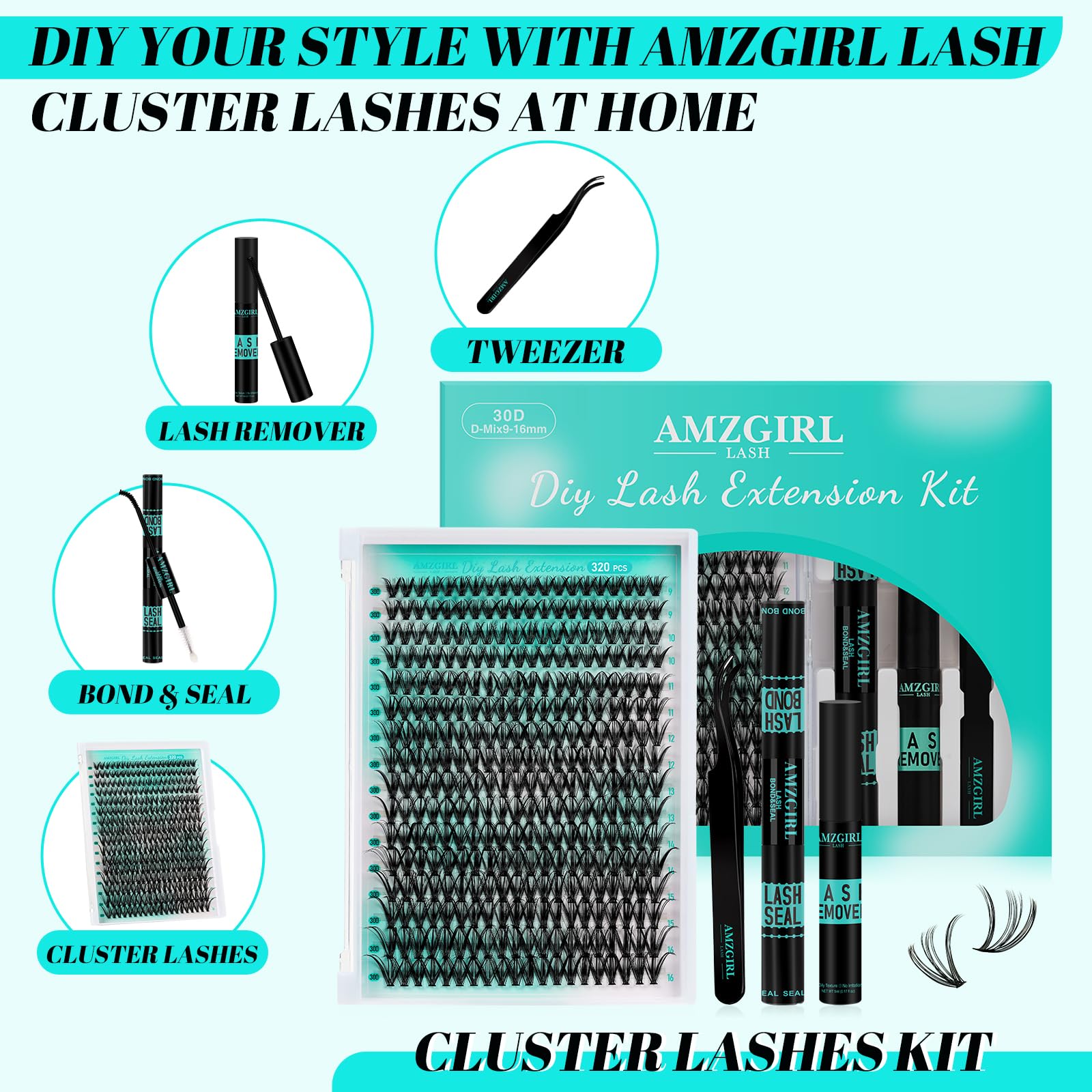 AMZGIRL LASH close-up of cluster tips showing soft texture and natural finish benefit