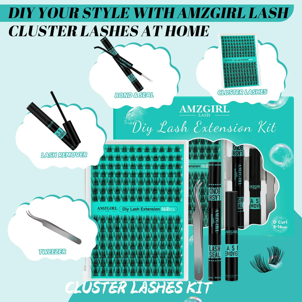 AMZGIRL LASH 168pcs cluster lashes for seamless blending with natural lashes.
