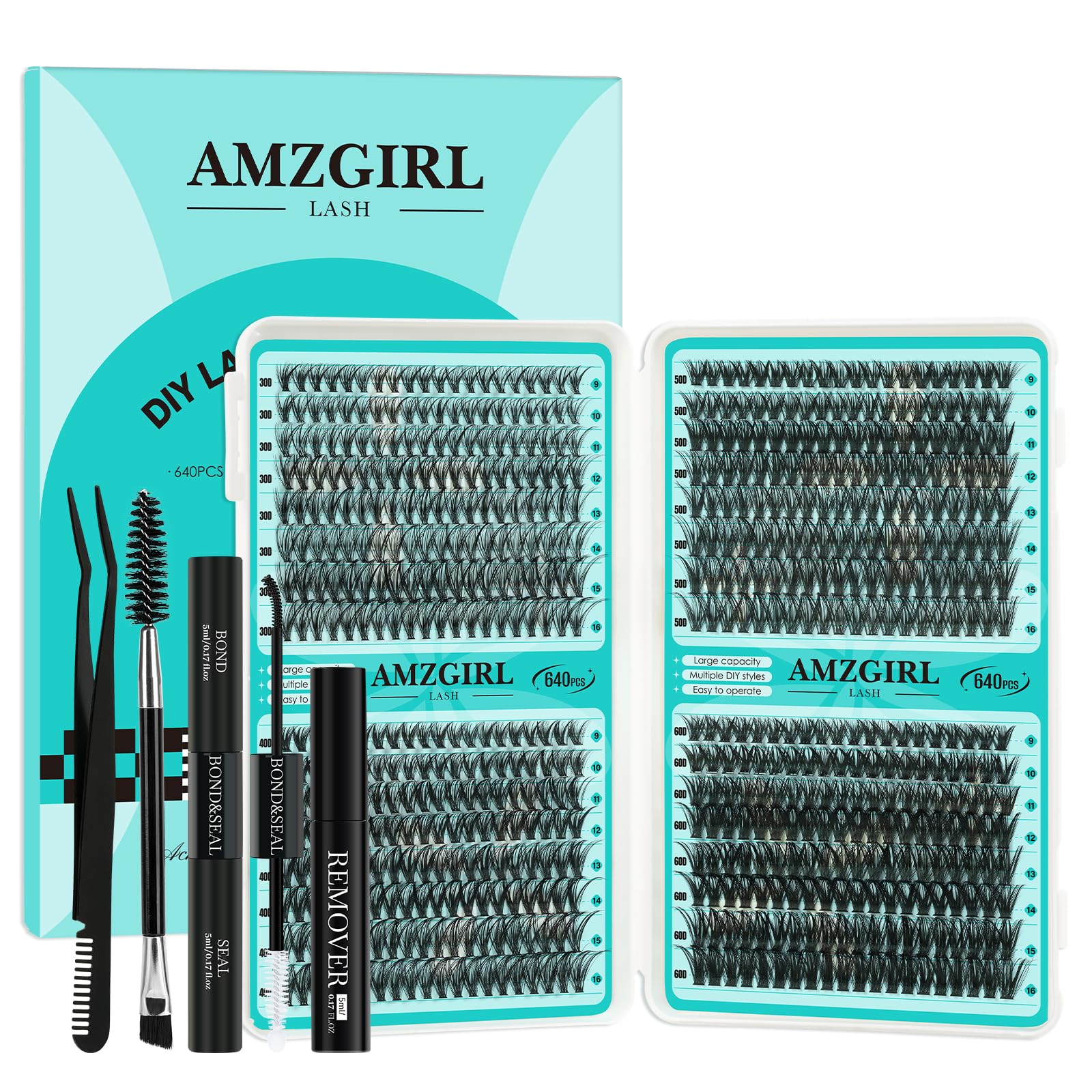 AMZGIRL LASH clusters kit with 640 pieces for customizable looks