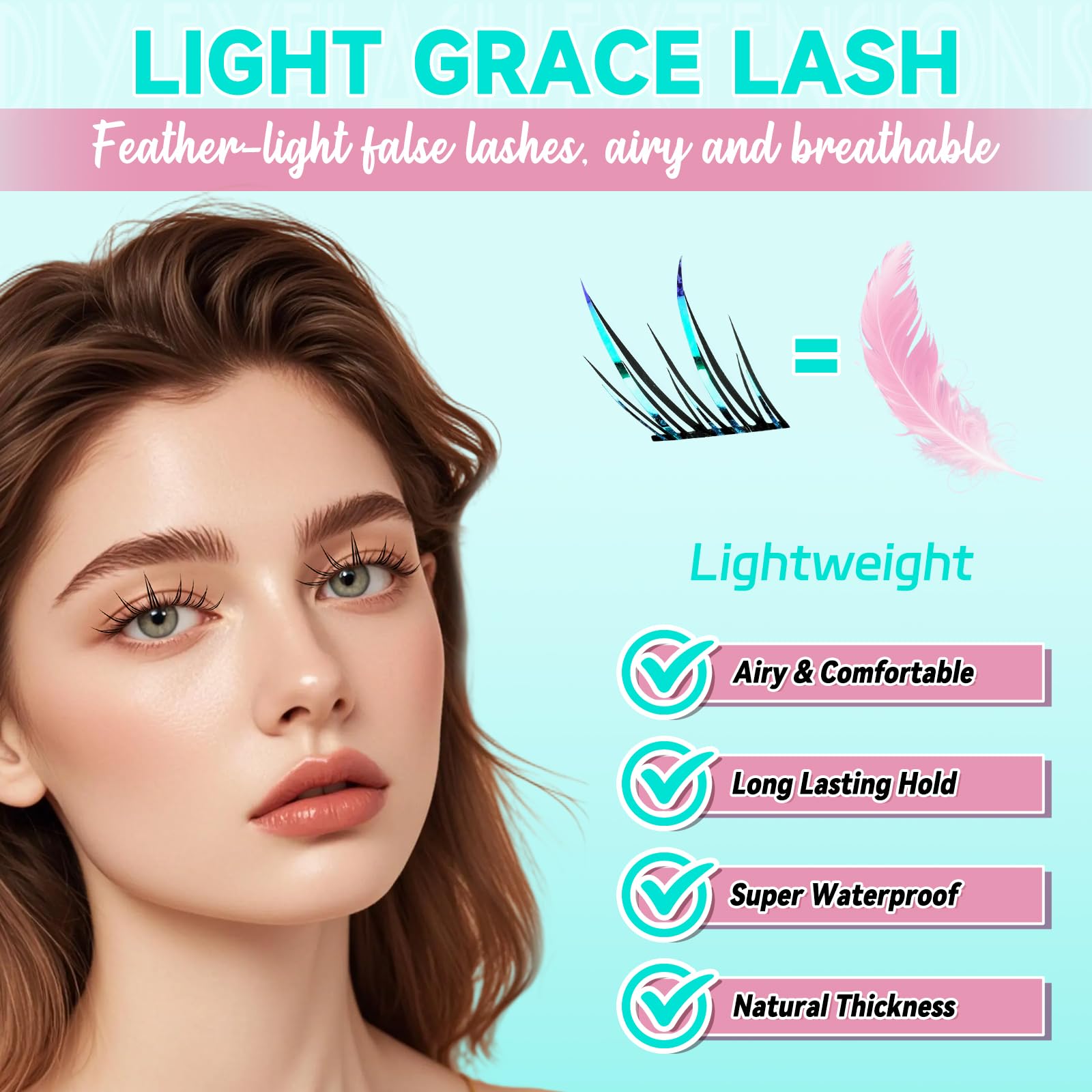 AMZGIRL LASH application step-by-step showing easy three-cluster placement