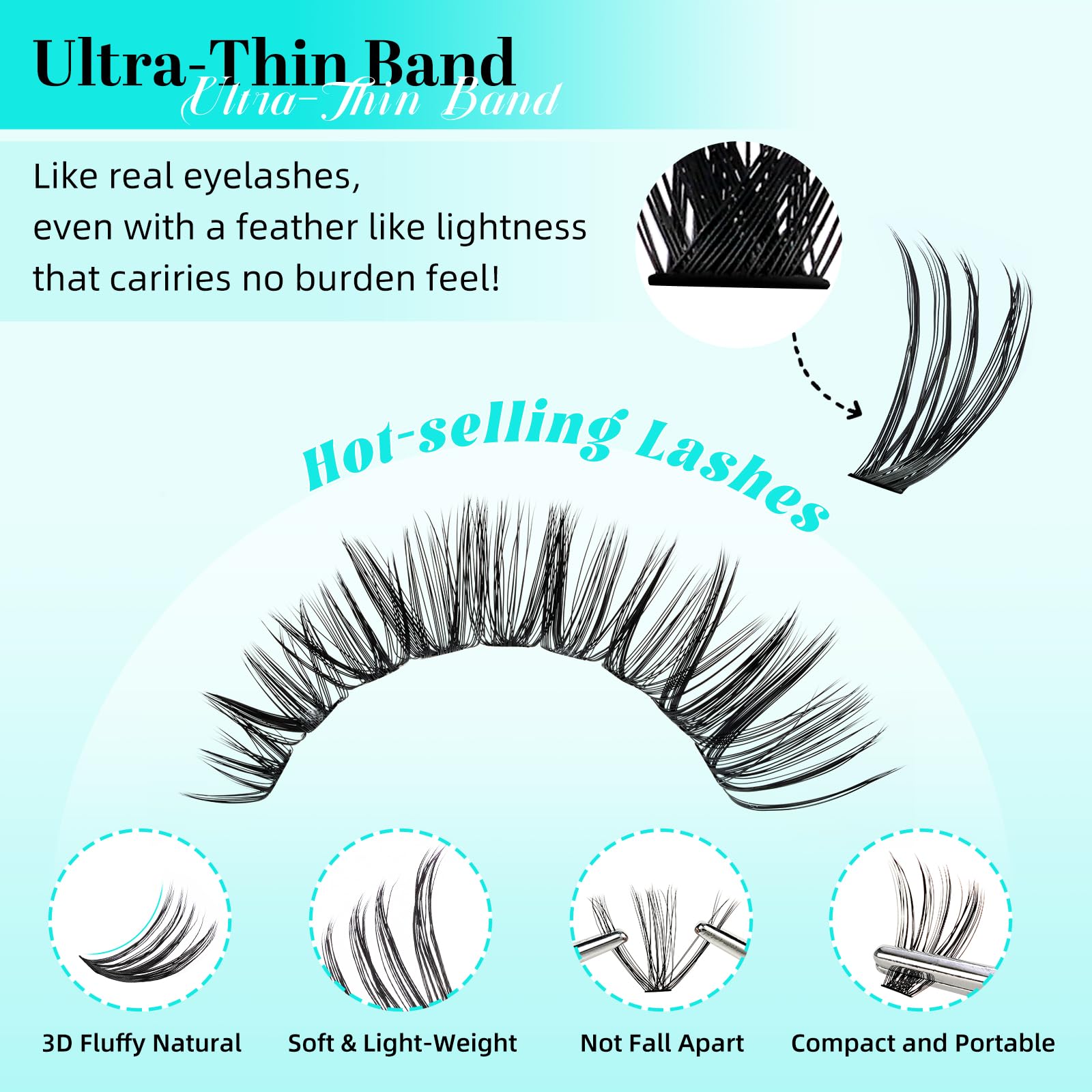 AMZGIRL LASH D-Curl soft-band clusters for natural flutter.