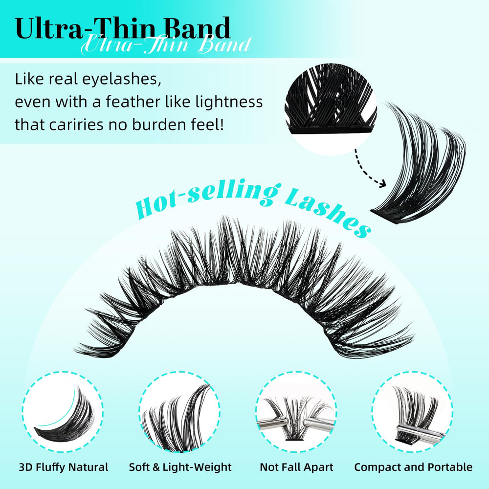 AMZGIRL LASH D-Curl clusters ready for easy, long-lasting application.