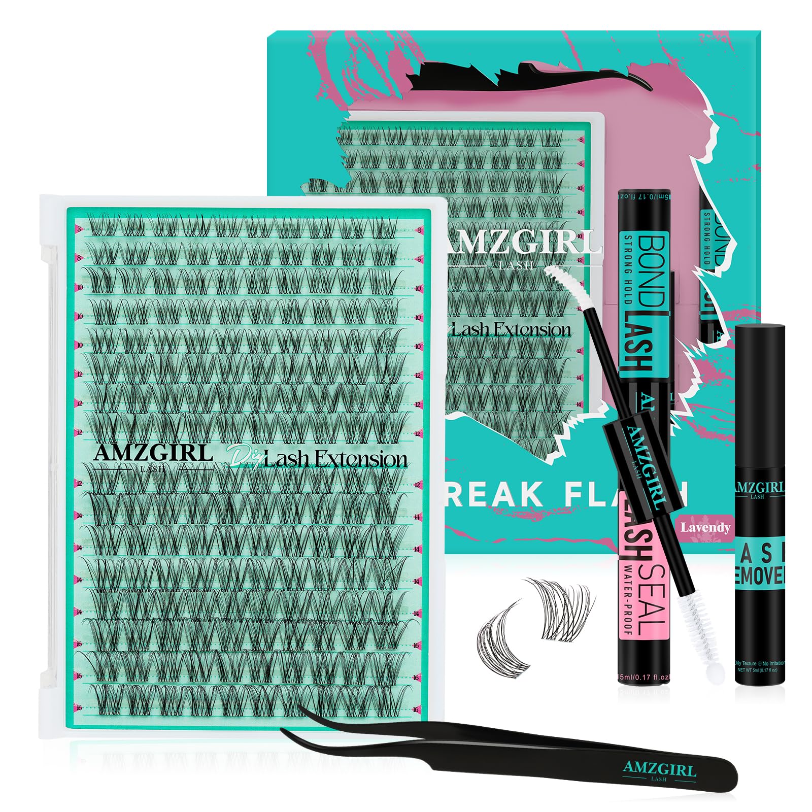 AMZGIRL LASH Lash Clusters Kit con 160 piezas para un look ligero y natural.