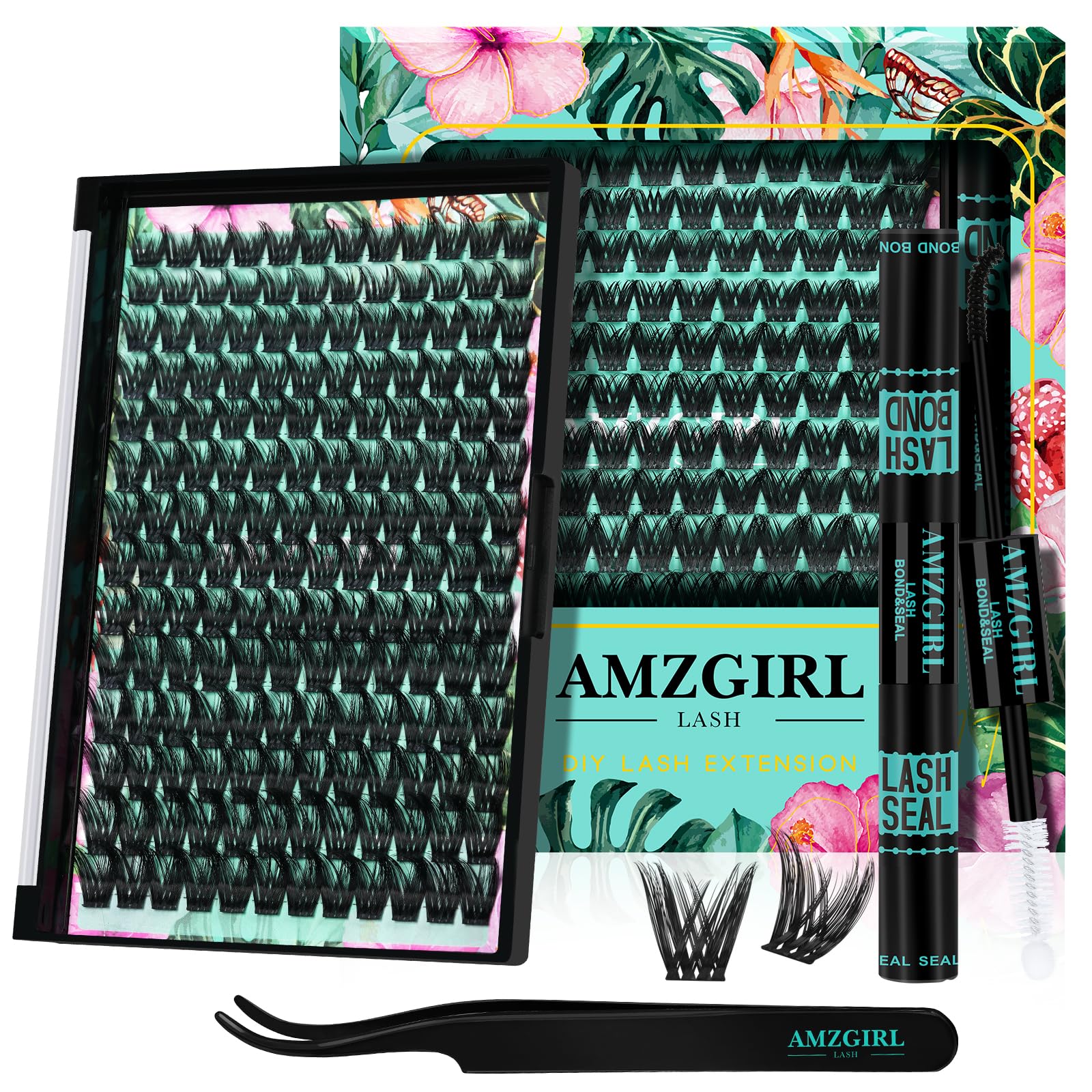 AMZGIRL LASH lash clusters kit with 168pcs for natural volume and DIY ease.