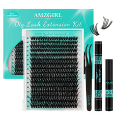 AMZGIRL LASH cluster kit with 320 pieces for natural at-home eyelash extensions.