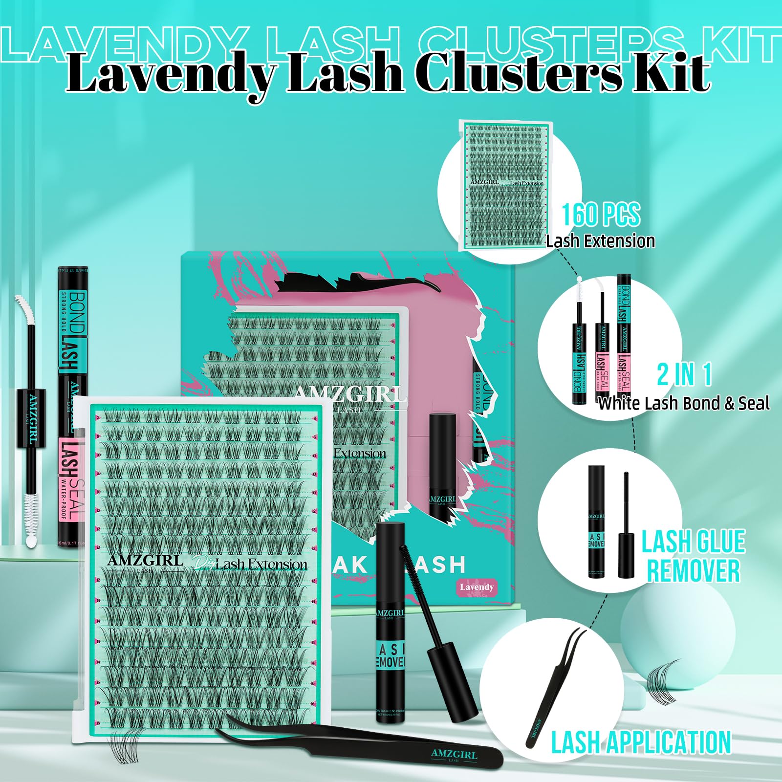 Pinzas de precisión AMZGIRL LASH para aplicación exacta.