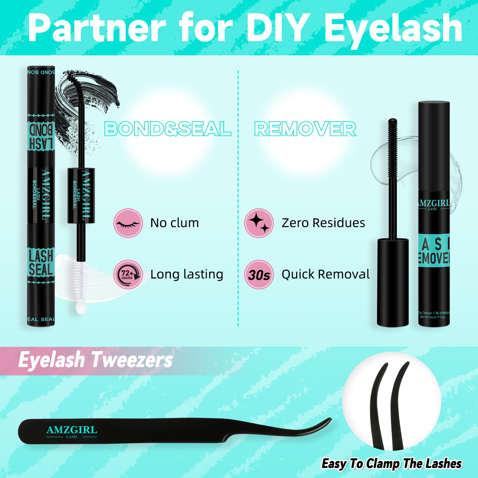 AMZGIRL LASH worn with party makeup demonstrating subtle reflective sparkle