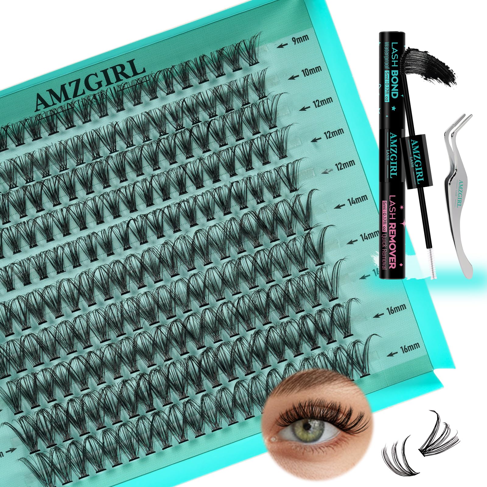 AMZGIRL LASH extension kit with 200 clusters for customizable at-home looks