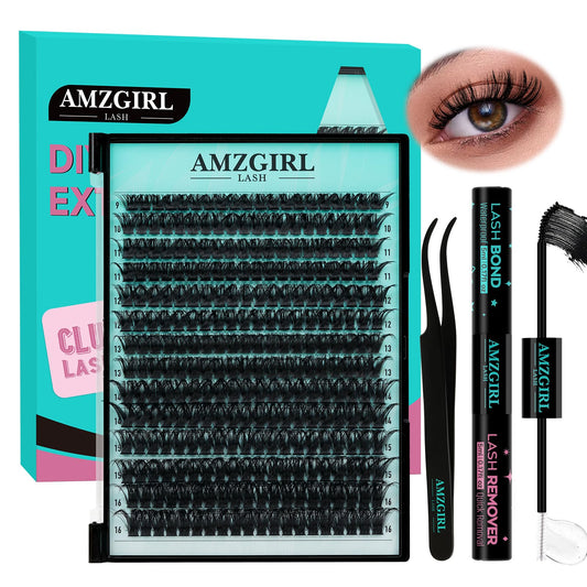 AMZGIRL LASH extension kit 280pcs clusters for easy at-home lash styling.