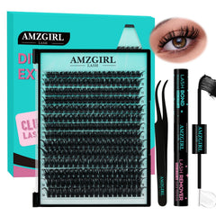 AMZGIRL LASH extension kit 280pcs clusters for easy at-home lash styling.
