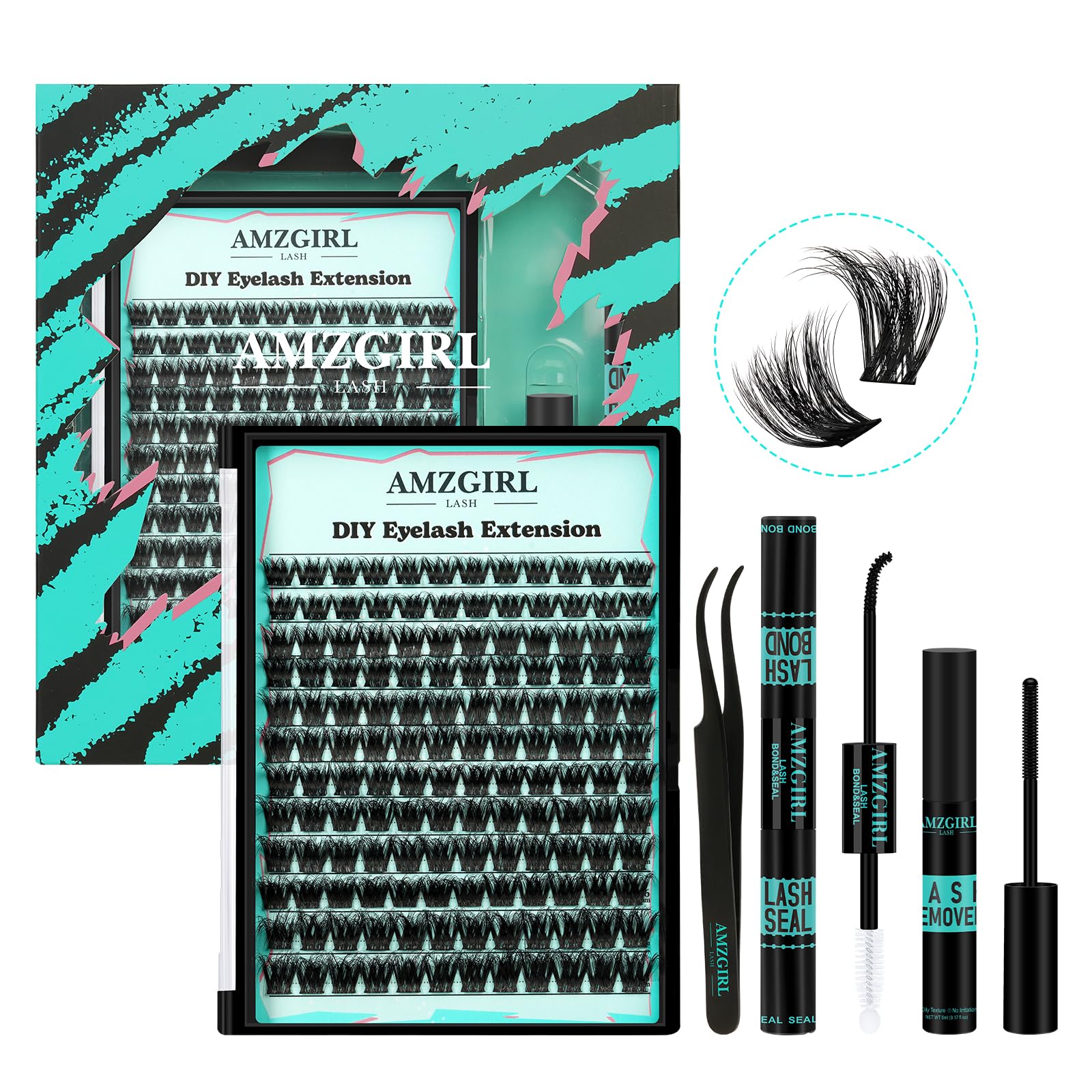AMZGIRL LASH extensions kit open pack for at-home application