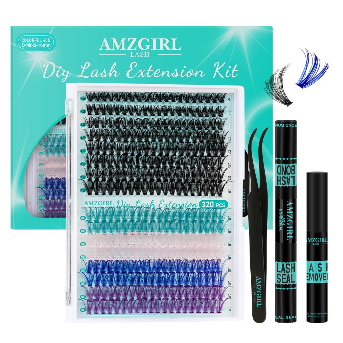 AMZGIRL LASH front packaging showing kit contents and benefit