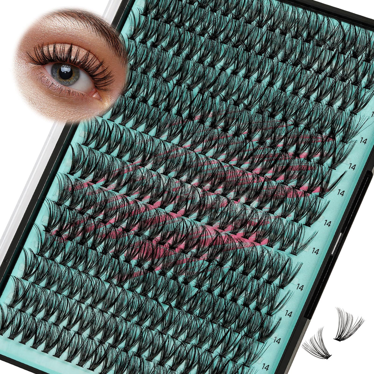 AMZGIRL LASH tray front view showing 280 clusters and convenient packaging benefit