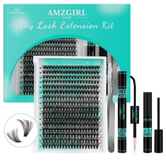 AMZGIRL LASH front packaging showing full DIY cluster kit and contents