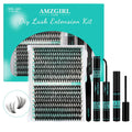 AMZGIRL LASH Cluster Kit — 320pc D-Curl Lash Clusters (30D & 40D), 9–16mm Mixed Lengths, Adhesive + Tweezers