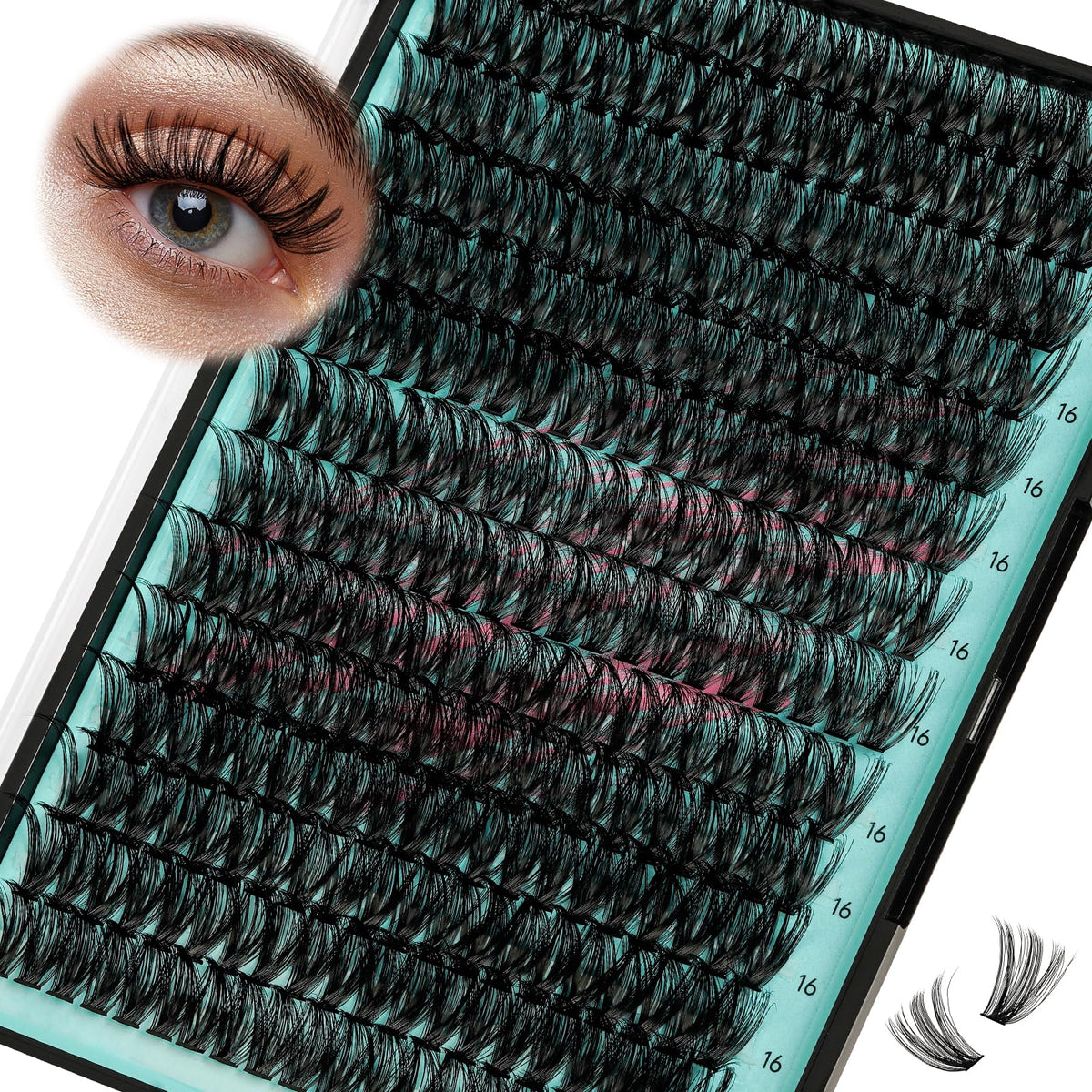 AMZGIRL LASH front tray showing 280 clusters and organized layout for easy selection