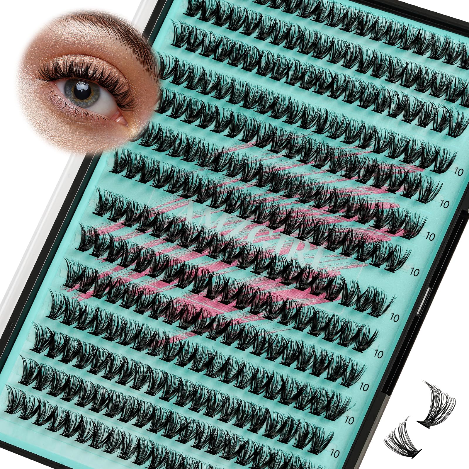 AMZGIRL LASH front tray showing 280 clusters and organized layout for quick use