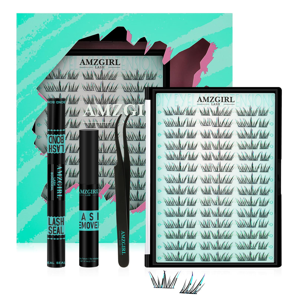 AMZGIRL LASH front packaging showing kit and clusters for quick glam