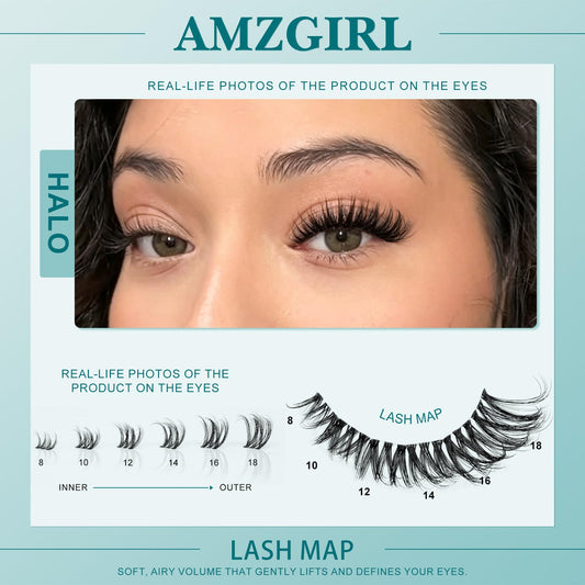 AMZGIRL LASH close-up of mixed-length clusters showing fluffy texture