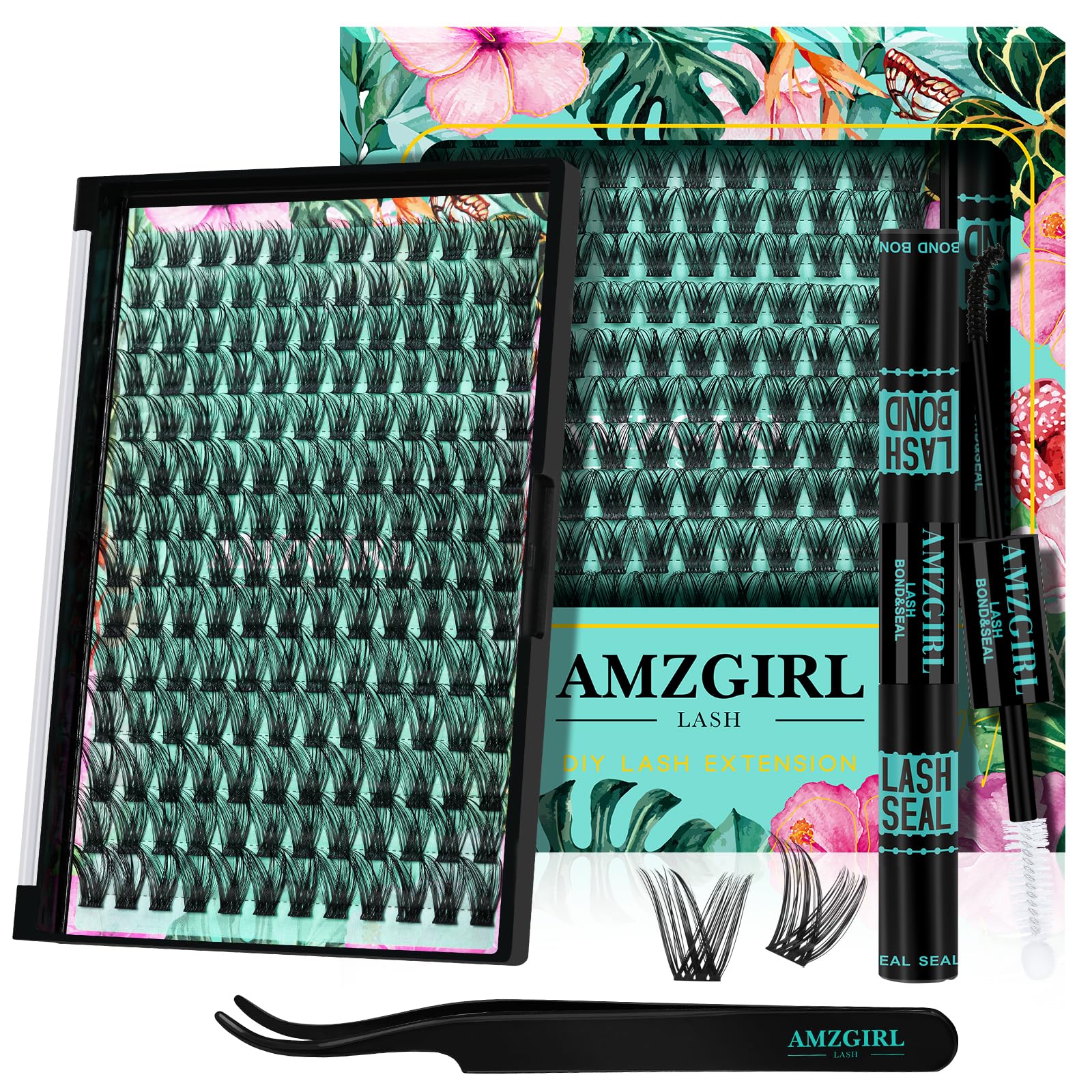 AMZGIRL LASH Hollyhock Kit with 168 cluster lashes for a natural look and subtle fullness