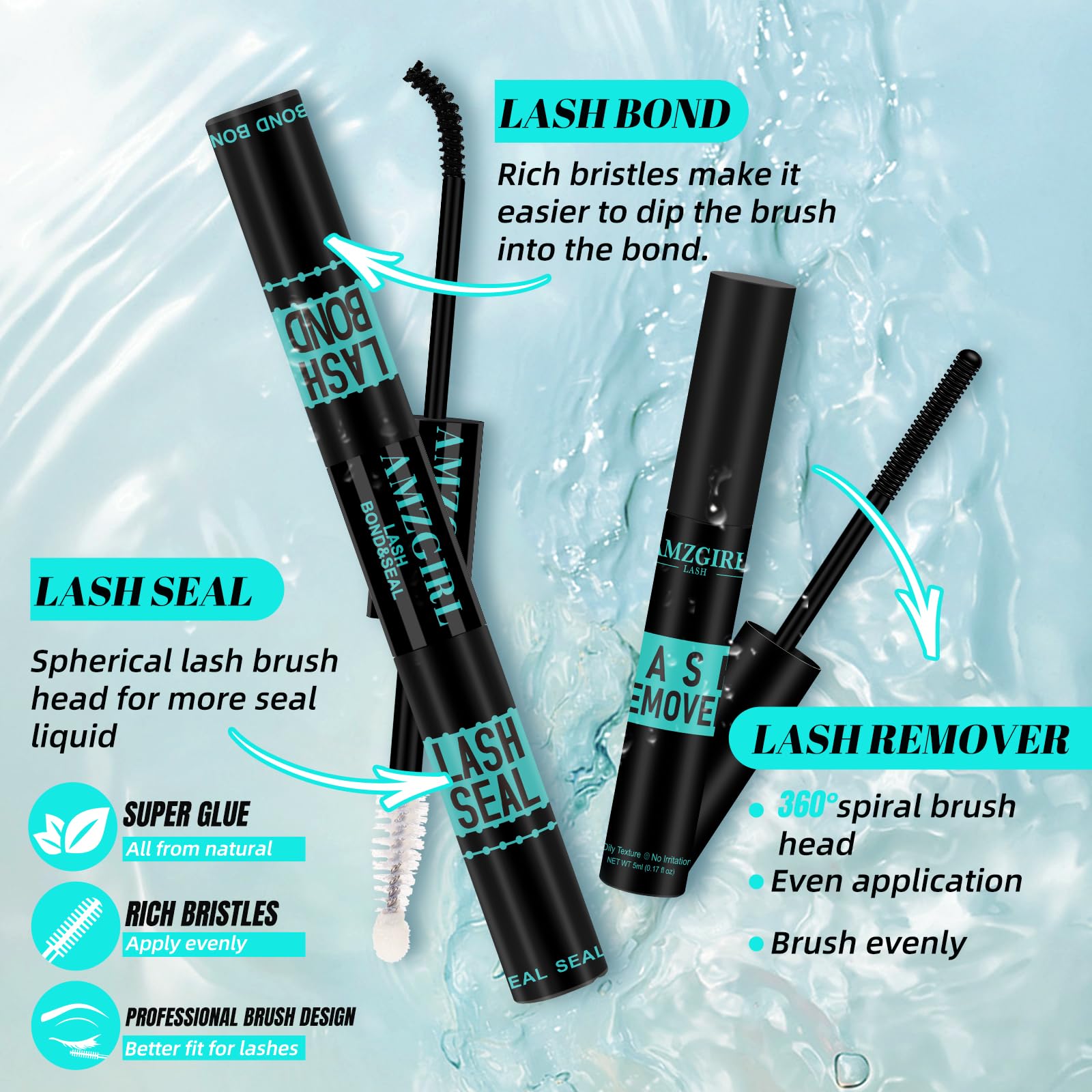 AMZGIRL LASH application step with hand placing cluster demonstrating easy use