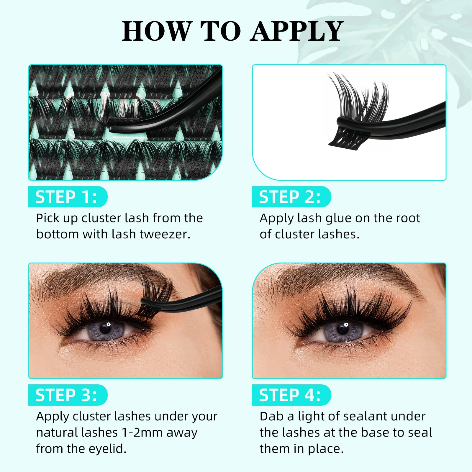 AMZGIRL LASH kit contents laid out to show clusters, bond, and tools