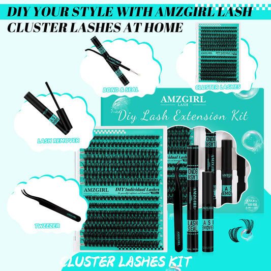 AMZGIRL LASH kit features mixed 60D and 80D lashes for versatile clusters
