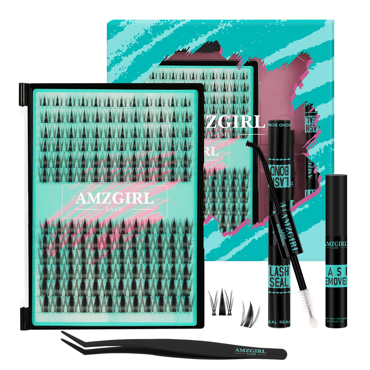 AMZGIRL LASH Manga Clusters Kit with invisible band for natural look