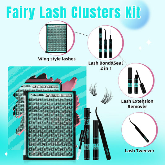 AMZGIRL LASH Manga clusters closeup shows lightweight fibers blending with natural lashes