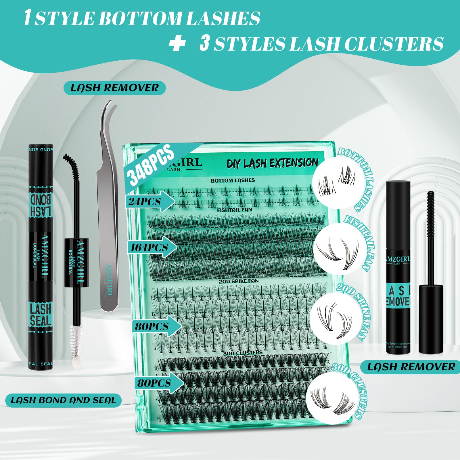 AMZGIRL LASH mixed-length clusters close-up highlighting soft texture