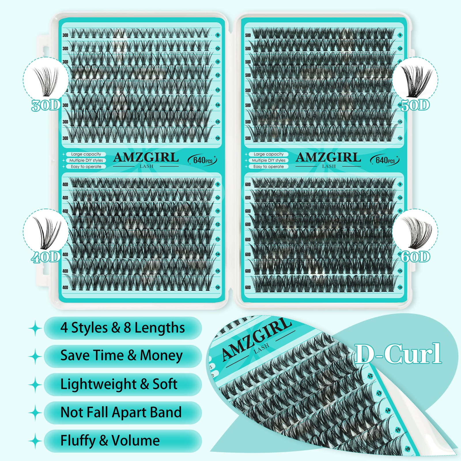 Mixed-length lash clusters (9-16mm) for versatile styles