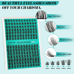 AMZGIRL LASH layout of mixed 8–16mm clusters for custom styling options