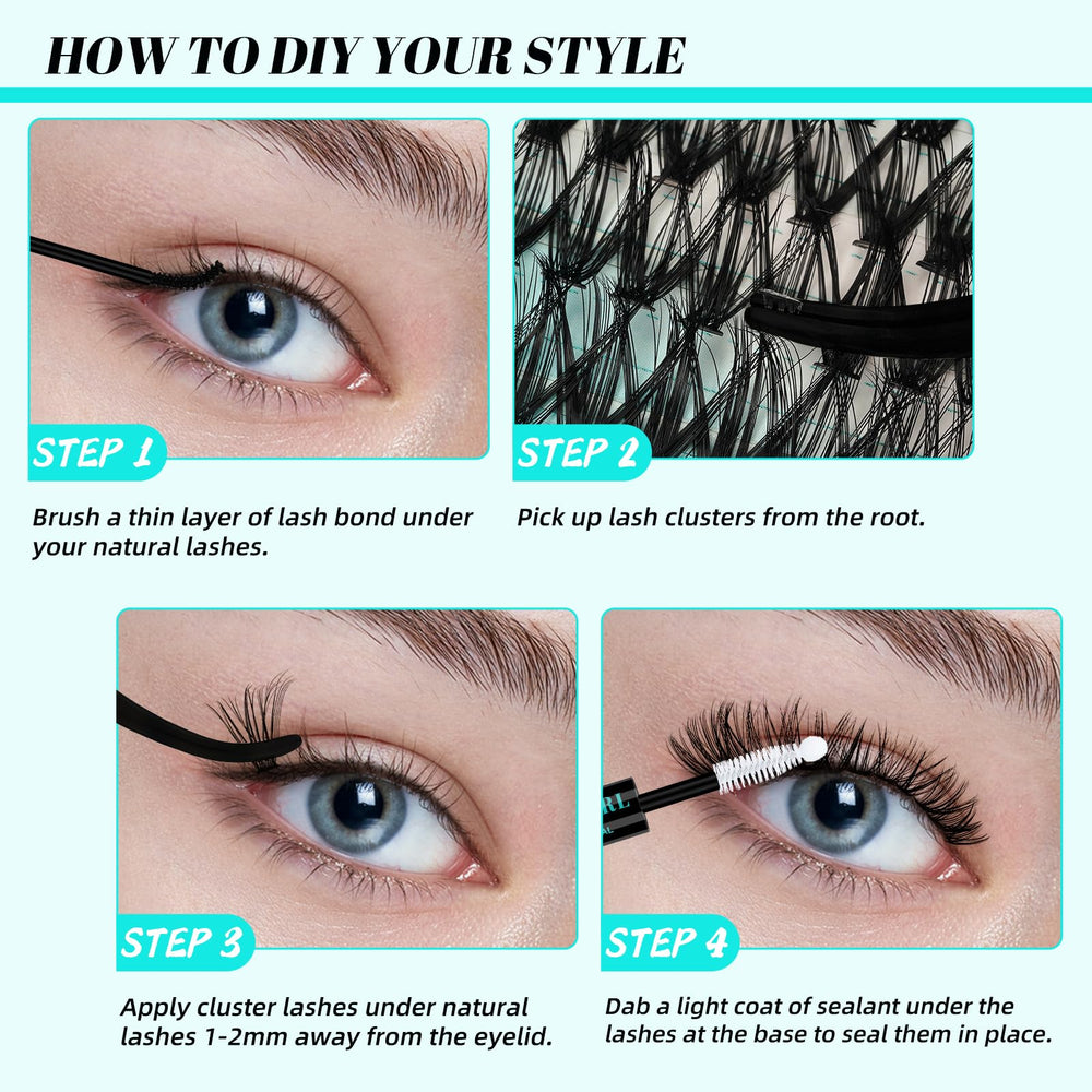 AMZGIRL LASH model wearing clusters to show natural lifted look