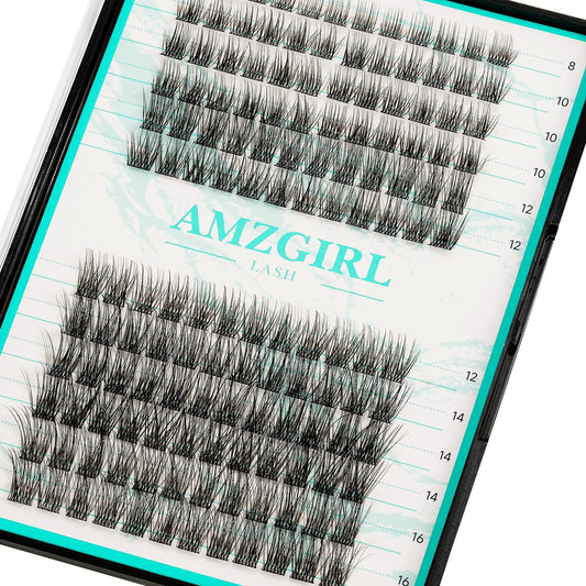 AMZGIRL LASH tray front view showing 144 clusters and mixed lengths for variety