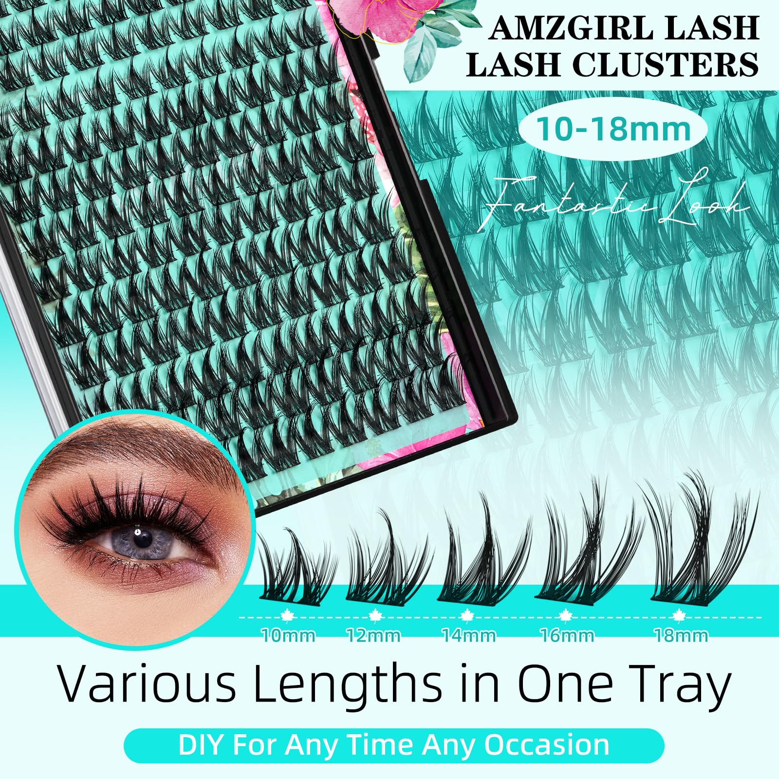 AMZGIRL LASH display of ultra-thin wide band and mixed clusters for quick application