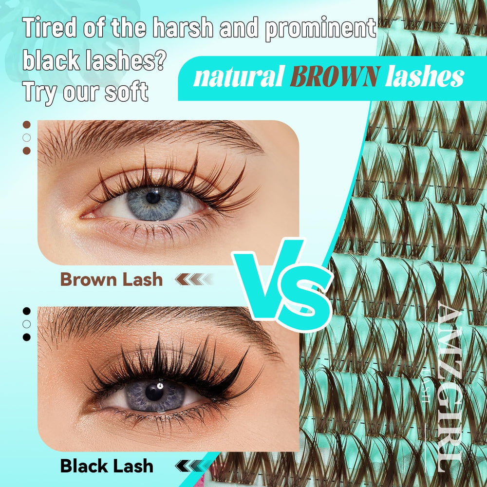 AMZGIRL lashes applied on eyelid illustrating natural brown contrast and flattering openness