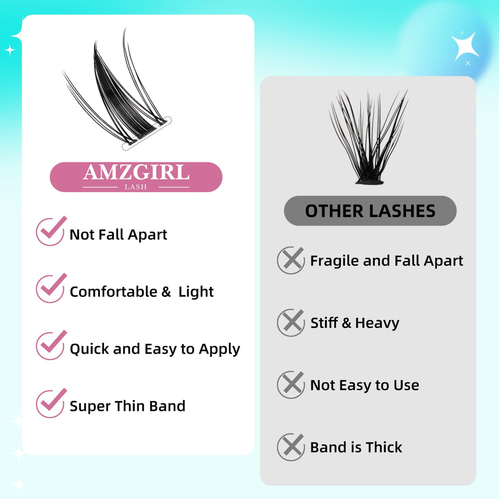 AMZGIRL LASH clusters beside mascara for scale showing compact, travel-friendly supply