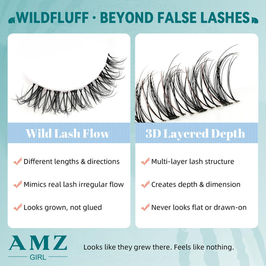 AMZGIRL LASH close-up cluster detail highlighting airy texture and layered length