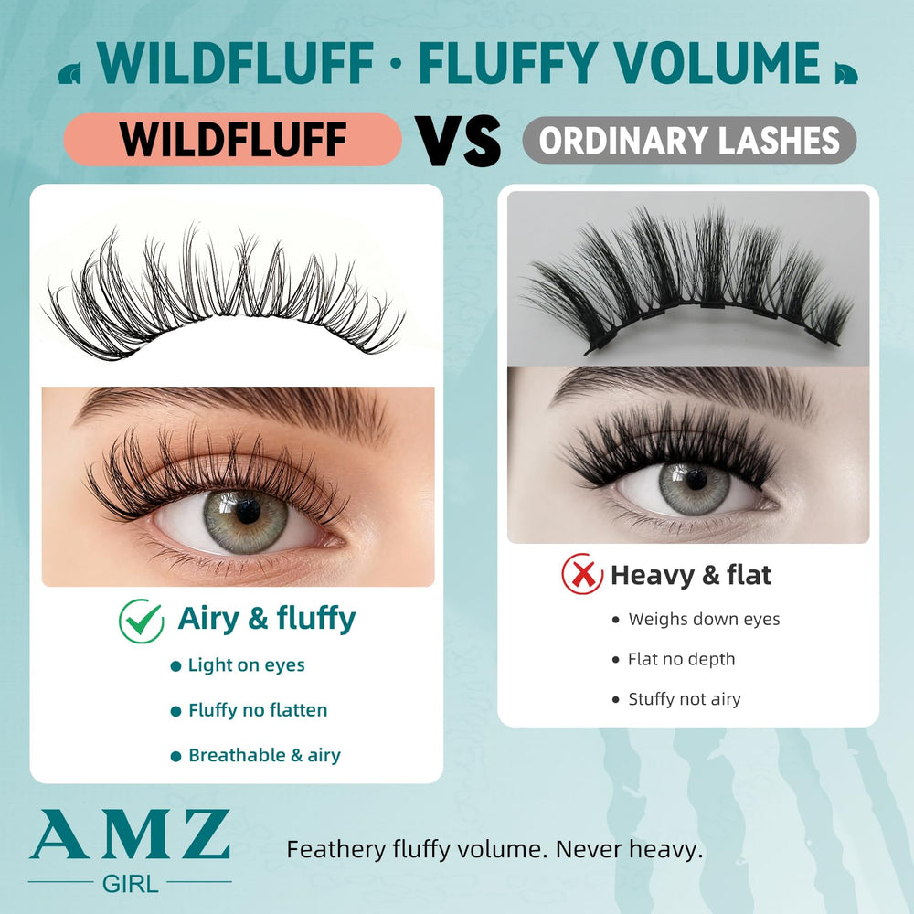 AMZGIRL WildFluff length comparison showing 8mm to 18mm variation for tapered volume