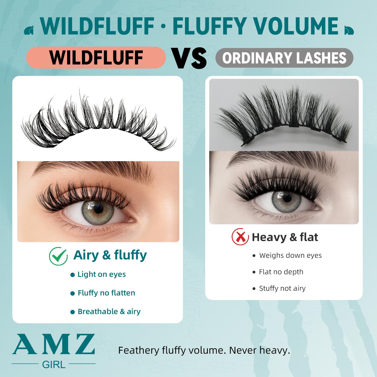 AMZGIRL WILDFLUFF length comparison showing 8mm to 18mm variety