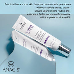Anacis Vitamin K1 Oxiderm Cream enhances overall skin tone and texture.