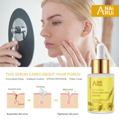 ANAI RUI Pore Minimizer Serum on skin suggesting refined texture and balanced oil