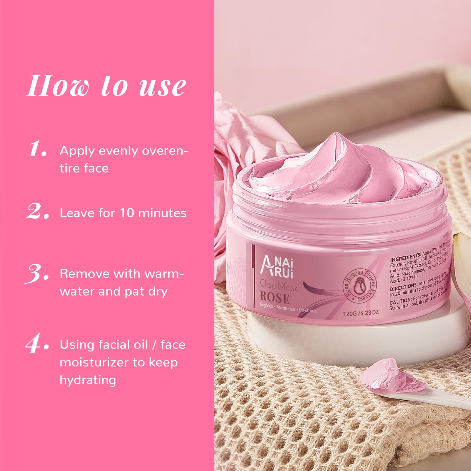 Gentle kaolin clay detoxifies by absorbing excess oil for clearer skin