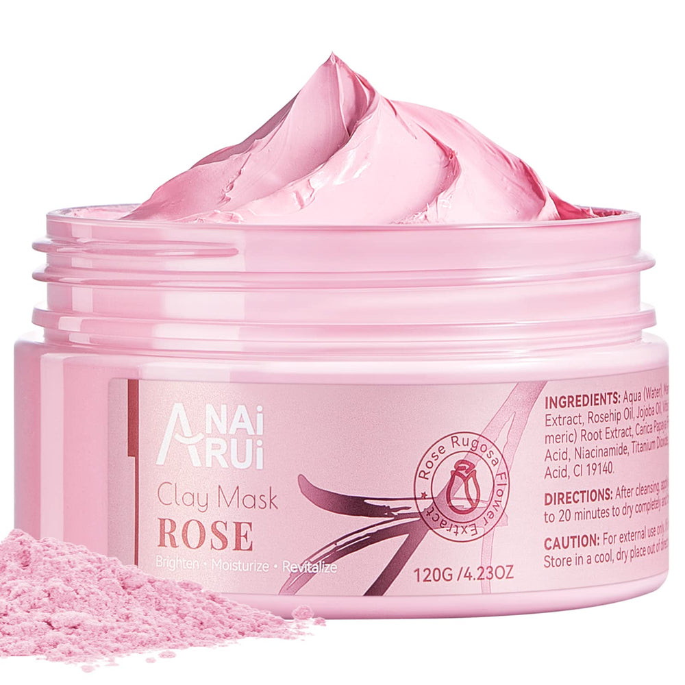 ANAI RUI Rose Clay Mask with pink texture smooths and detoxes for radiant skin