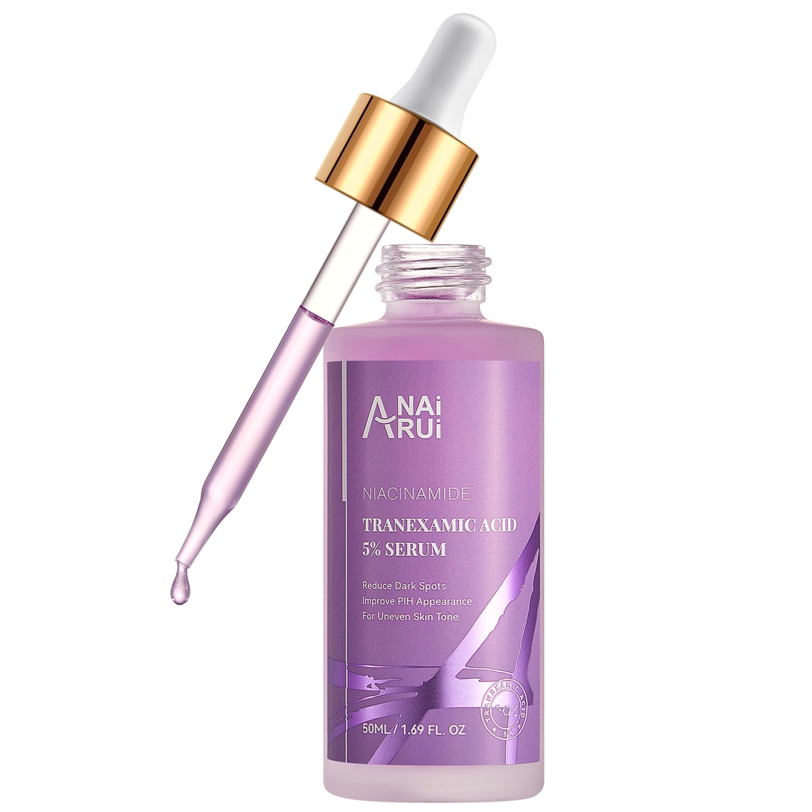 ANAI RUI serum bottle front showing lightweight, fragrance-free formula for even tone