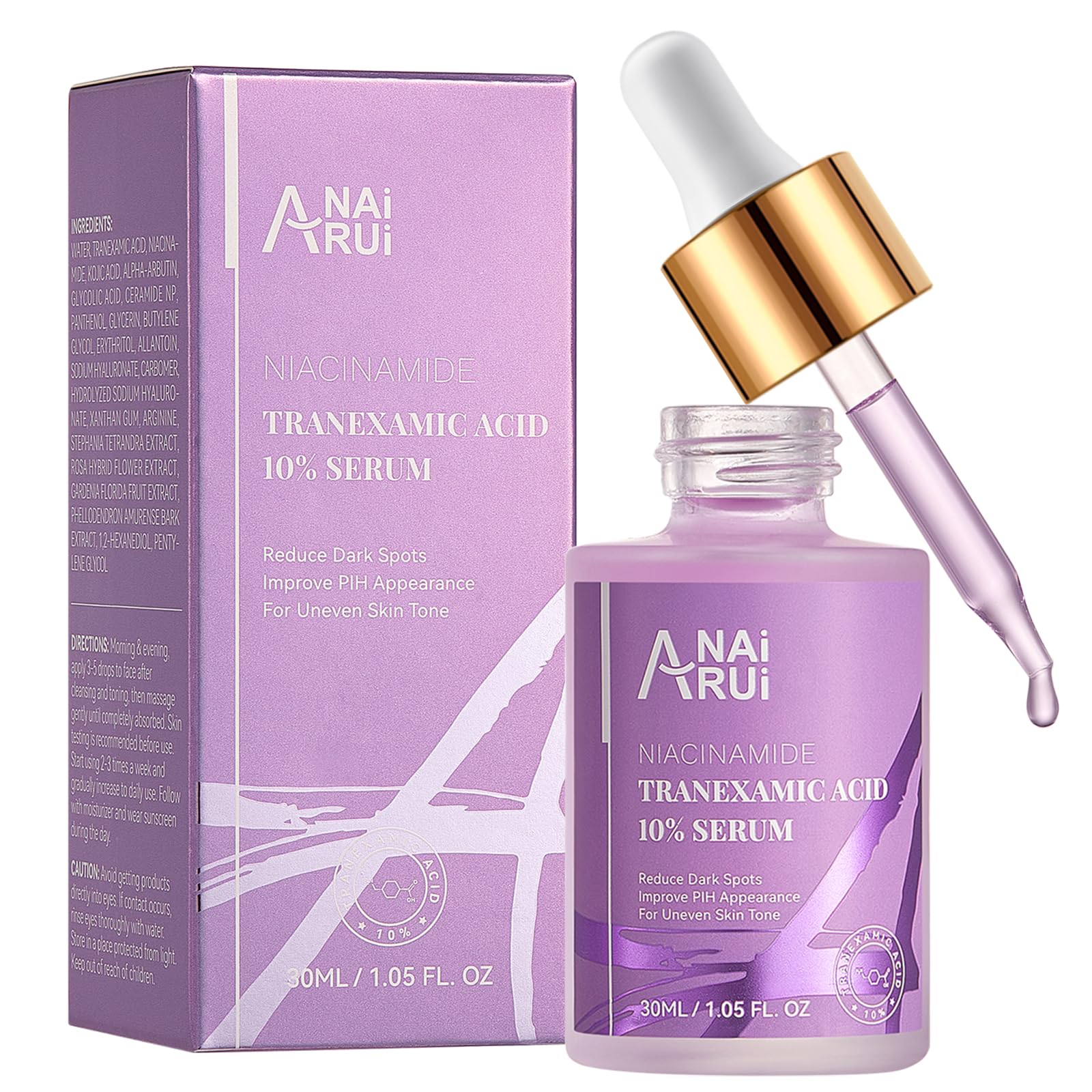 ANAI RUI tranexamic acid serum bottle with dropper for even skin tone use